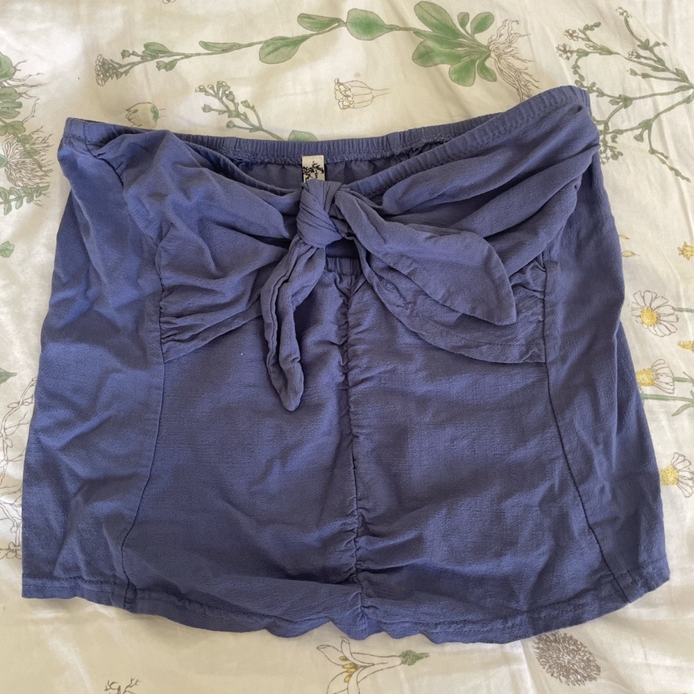 Free people blue front tie tube top